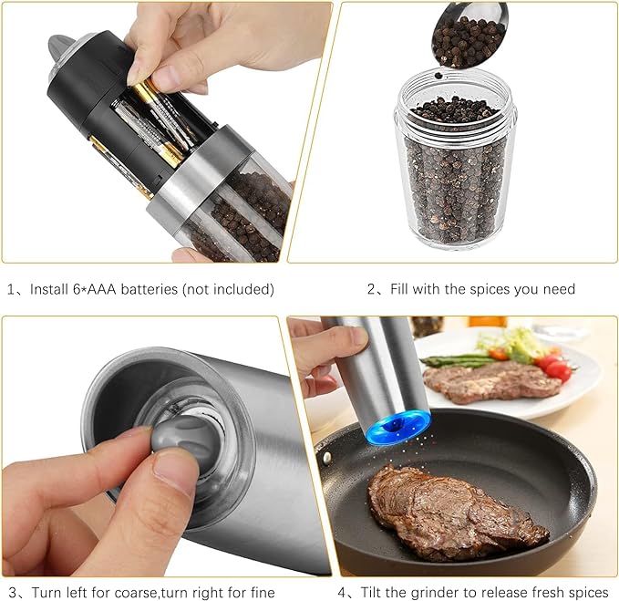 Electric Gravity Automatic Grinder, best kitchen supplies, best kitchen tool, interesting kitchen supplie, Gravity Sensing Automatic Operation Durable Design with Large Capacity Customizable Coarseness Innovative Blue LED Light Versatile Grinding Applications