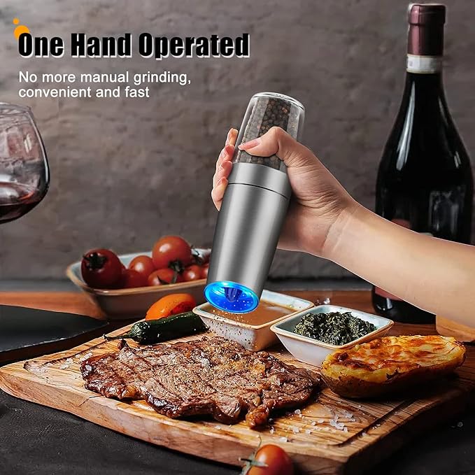 Electric Gravity Automatic Grinder, best kitchen supplies, best kitchen tool, interesting kitchen supplie, Gravity Sensing Automatic Operation Durable Design with Large Capacity Customizable Coarseness Innovative Blue LED Light Versatile Grinding Applications