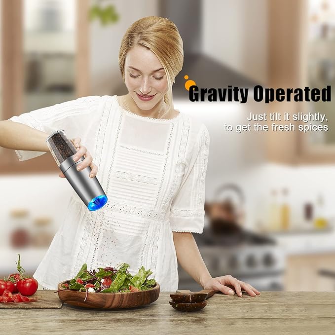 Electric Gravity Automatic Grinder, best kitchen supplies, best kitchen tool, interesting kitchen supplie, Gravity Sensing Automatic Operation Durable Design with Large Capacity Customizable Coarseness Innovative Blue LED Light Versatile Grinding Applications